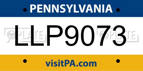 LLP9073 Pennsylvania License Plate
