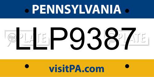 LLP9387 Pennsylvania License Plate