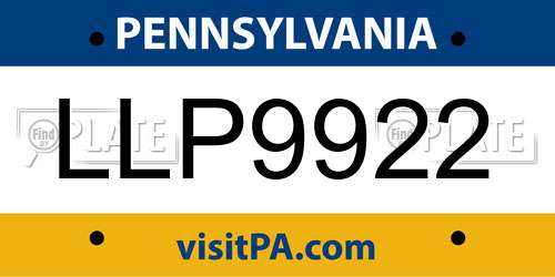 LLP9922 Pennsylvania License Plate