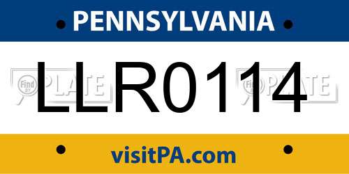 LLR0114 Pennsylvania License Plate