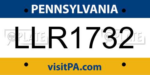 LLR1732 Pennsylvania License Plate