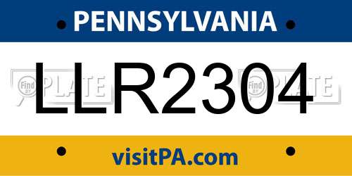 LLR2304 Pennsylvania License Plate