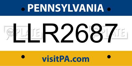 LLR2687 Pennsylvania License Plate
