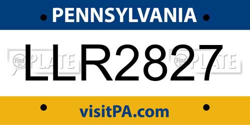 LLR2827 Pennsylvania License Plate