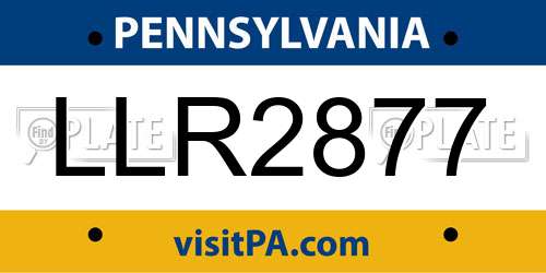 LLR2877 Pennsylvania License Plate