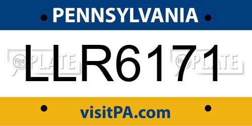 LLR6171 Pennsylvania License Plate