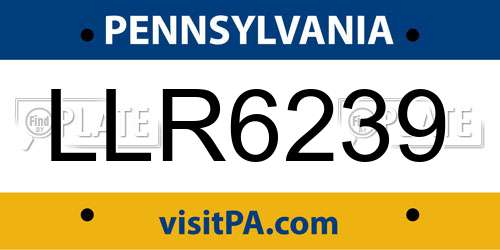 LLR6239 Pennsylvania License Plate