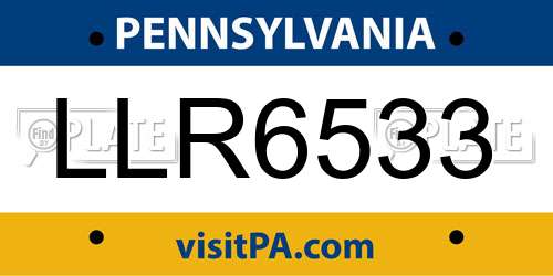 LLR6533 Pennsylvania License Plate