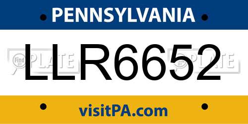 LLR6652 Pennsylvania License Plate