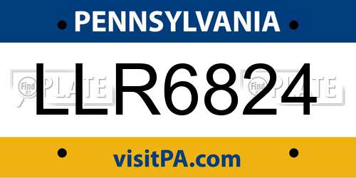 LLR6824 Pennsylvania License Plate