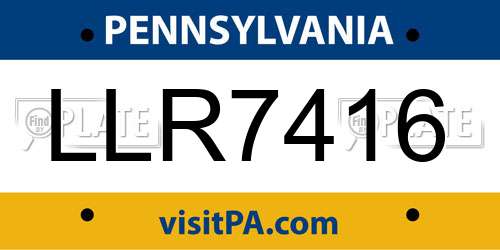 LLR7416 Pennsylvania License Plate
