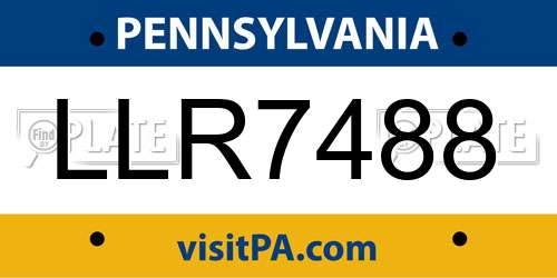 LLR7488 Pennsylvania License Plate