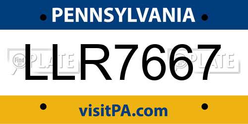 LLR7667 Pennsylvania License Plate