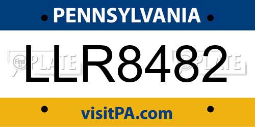 LLR8482 Pennsylvania License Plate