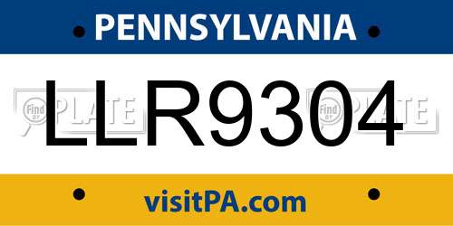 LLR9304 Pennsylvania License Plate