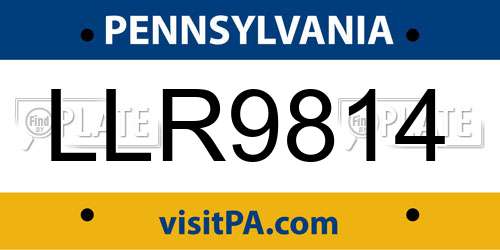 LLR9814 Pennsylvania License Plate