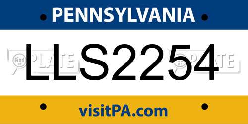 LLS2254 Pennsylvania License Plate