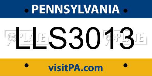 LLS3013 Pennsylvania License Plate