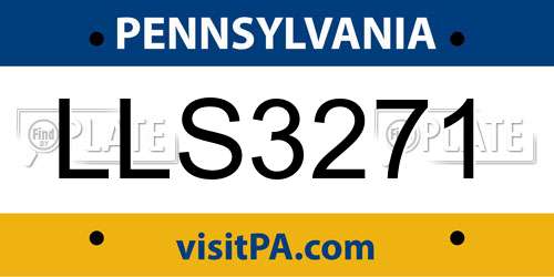 LLS3271 Pennsylvania License Plate