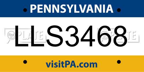 LLS3468 Pennsylvania License Plate