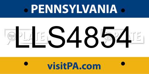 LLS4854 Pennsylvania License Plate