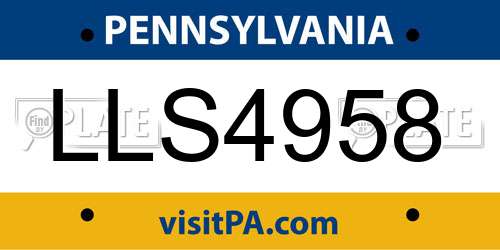 LLS4958 Pennsylvania License Plate