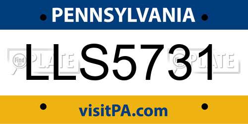 LLS5731 Pennsylvania License Plate