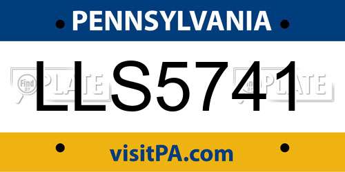 LLS5741 Pennsylvania License Plate