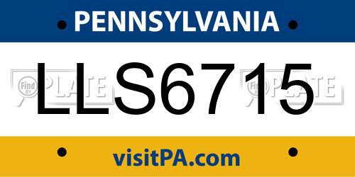LLS6715 Pennsylvania License Plate