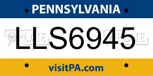 LLS6945 Pennsylvania License Plate
