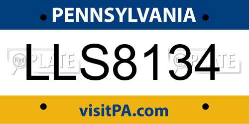LLS8134 Pennsylvania License Plate
