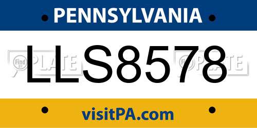 LLS8578 Pennsylvania License Plate