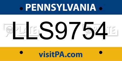 LLS9754 Pennsylvania License Plate