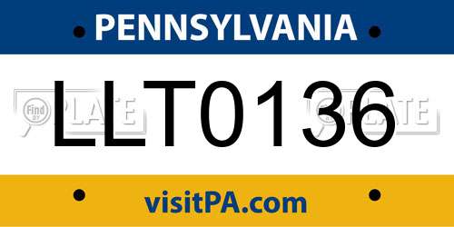 LLT0136 Pennsylvania License Plate