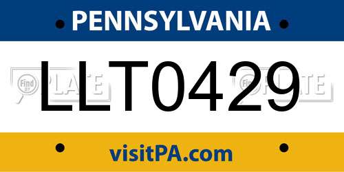 LLT0429 Pennsylvania License Plate