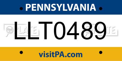LLT0489 Pennsylvania License Plate