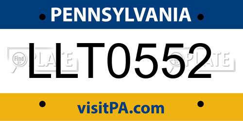 LLT0552 Pennsylvania License Plate