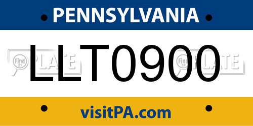 LLT0900 Pennsylvania License Plate