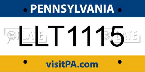 LLT1115 Pennsylvania License Plate