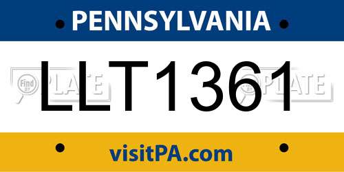 LLT1361 Pennsylvania License Plate