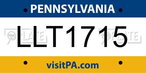 LLT1715 Pennsylvania License Plate