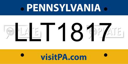 LLT1817 Pennsylvania License Plate