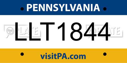 LLT1844 Pennsylvania License Plate