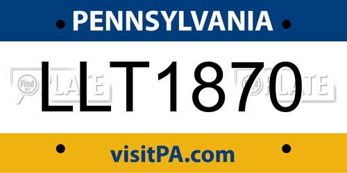 LLT1870 Pennsylvania License Plate