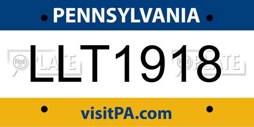LLT1918 Pennsylvania License Plate