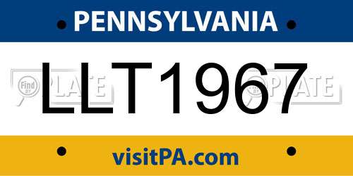 LLT1967 Pennsylvania License Plate