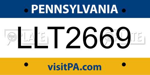 LLT2669 Pennsylvania License Plate