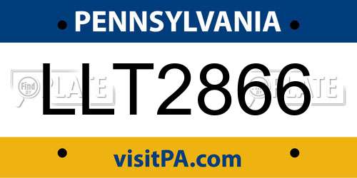 LLT2866 Pennsylvania License Plate