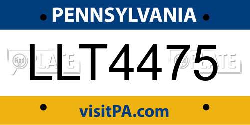 LLT4475 Pennsylvania License Plate