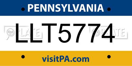 LLT5774 Pennsylvania License Plate